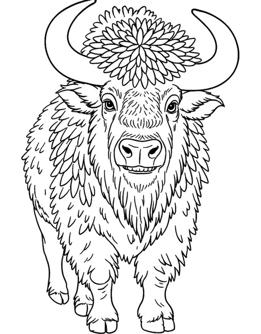 Bufón, búfalo, dibujo para colorear del cuento Los Alebrijes del Mundo