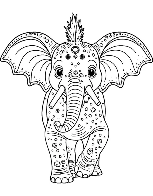 Effly, elefante, dibujo para colorear del cuento Los Alebrijes del Mundo