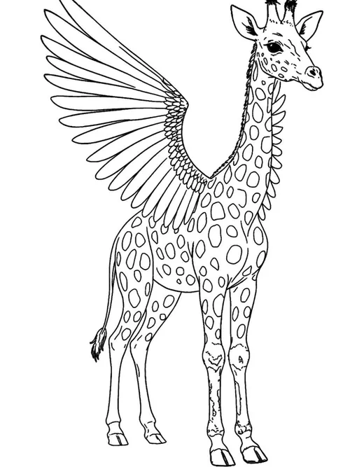 Jirafina, jirafa, dibujo para colorear del cuento Los Alebrijes del Mundo