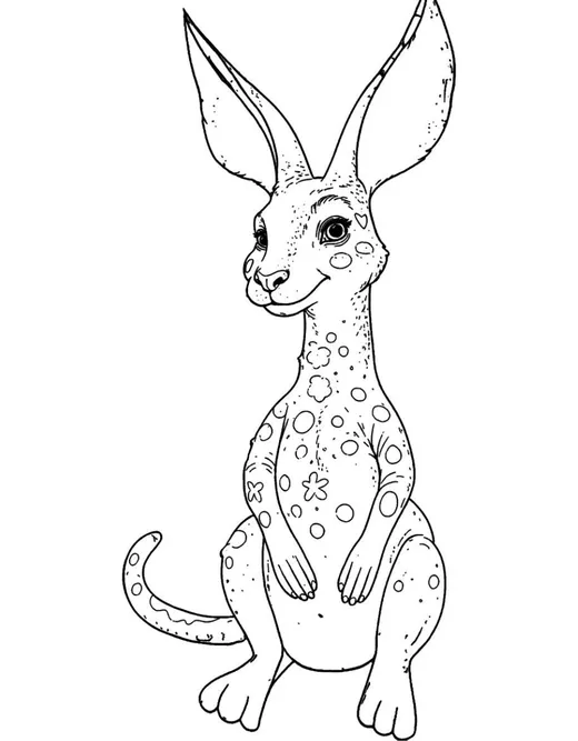 Kangui, canguro, dibujo para colorear del cuento Los Alebrijes del Mundo