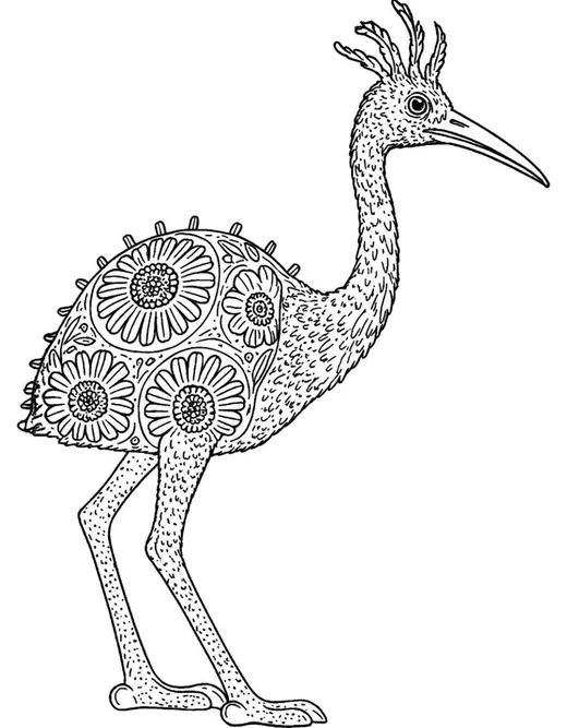 Kigüili, kiwi, dibujo para colorear del cuento Los Alebrijes del Mundo