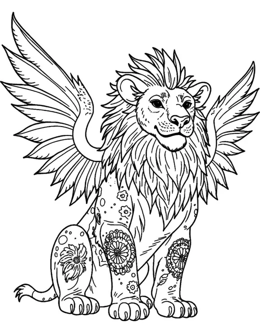 Leoncio, león, dibujo para colorear del cuento Los Alebrijes del Mundo