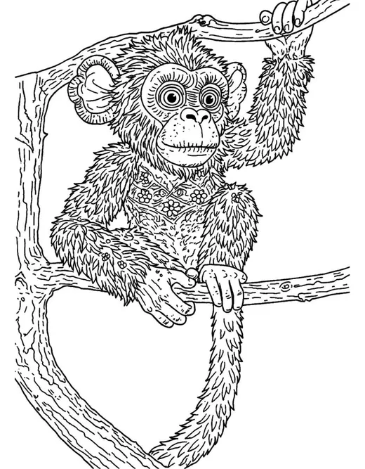 Monocho, mono, dibujo para colorear del cuento Los Alebrijes del Mundo