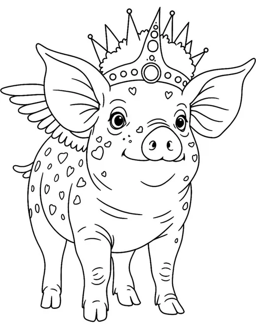 Peggle, cerdito, dibujo para colorear del cuento Los Alebrijes del Mundo
