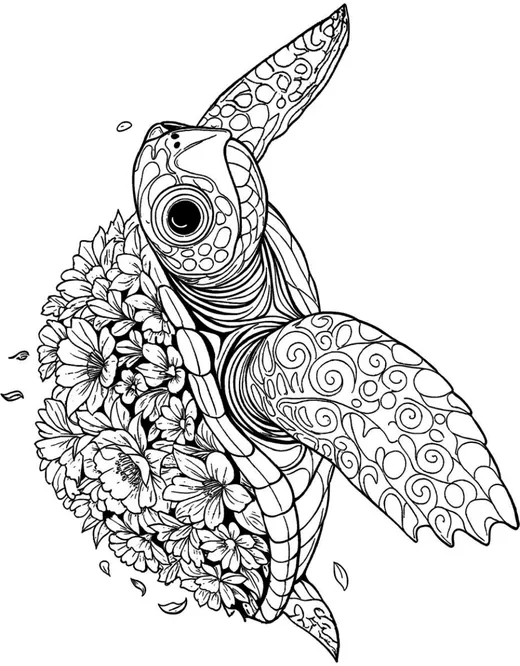Tuga, tortuga, dibujo para colorear del cuento Los Alebrijes del Mundo